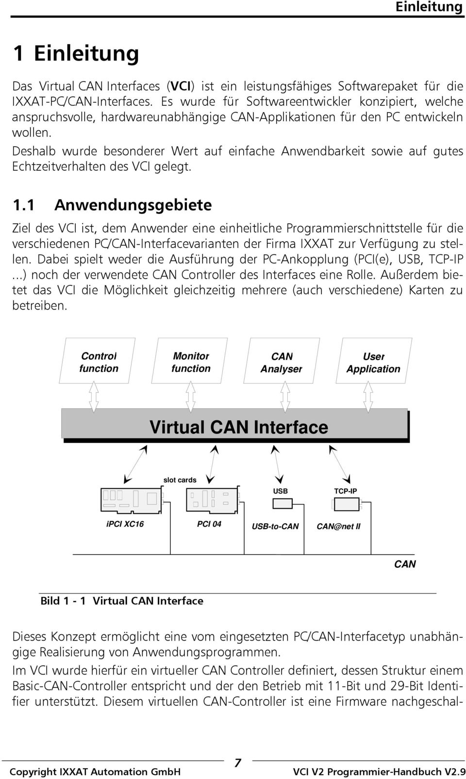 Deshalb wurde besonderer Wert auf einfache Anwendbarkeit sowie auf gutes Echtzeitverhalten des VCI gelegt. 1.