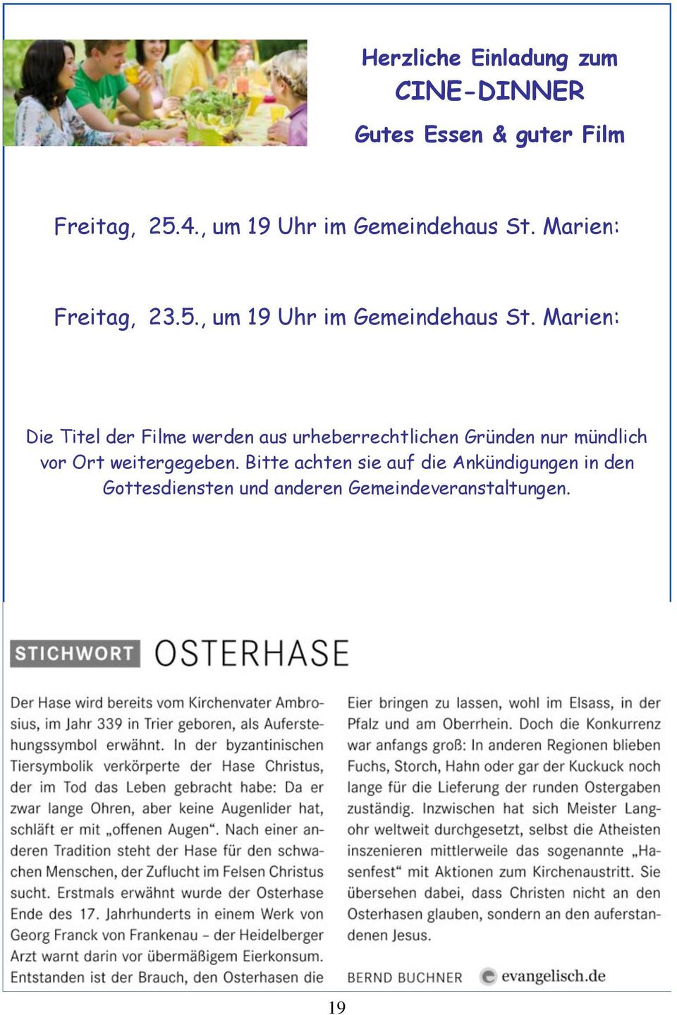 Marien: Freitag, 23.5.