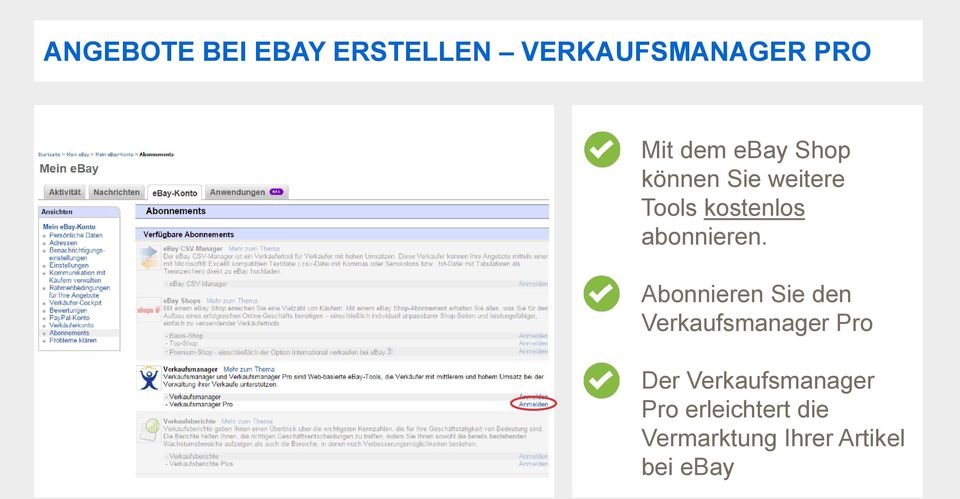 dem ebay Shop können Sie weitere Tools kostenlos abonnieren.