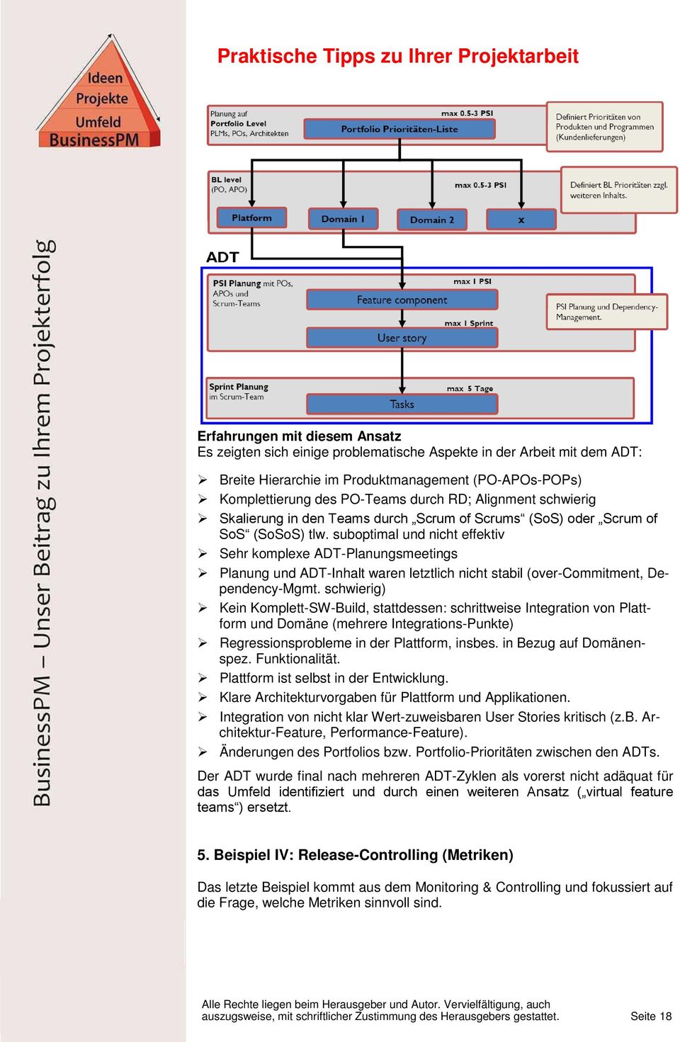 suboptimal und nicht effektiv Sehr komplexe ADT-Planungsmeetings Planung und ADT-Inhalt waren letztlich nicht stabil (over-commitment, Dependency-Mgmt.