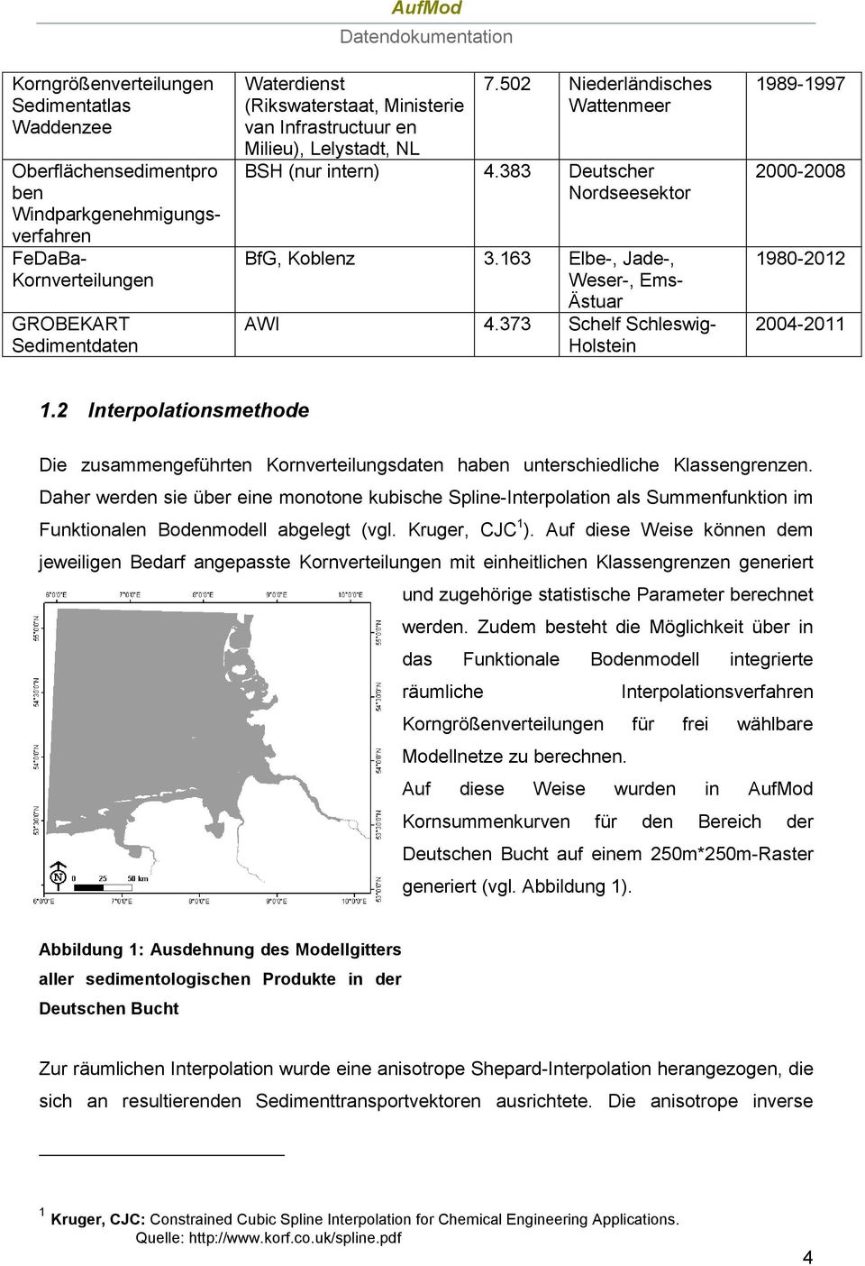 373 Schelf Schleswig- Holstein 1989-1997 2000-2008 1980-2012 2004-2011 1.2 Interpolationsmethode Die zusammengeführten Kornverteilungsdaten haben unterschiedliche Klassengrenzen.