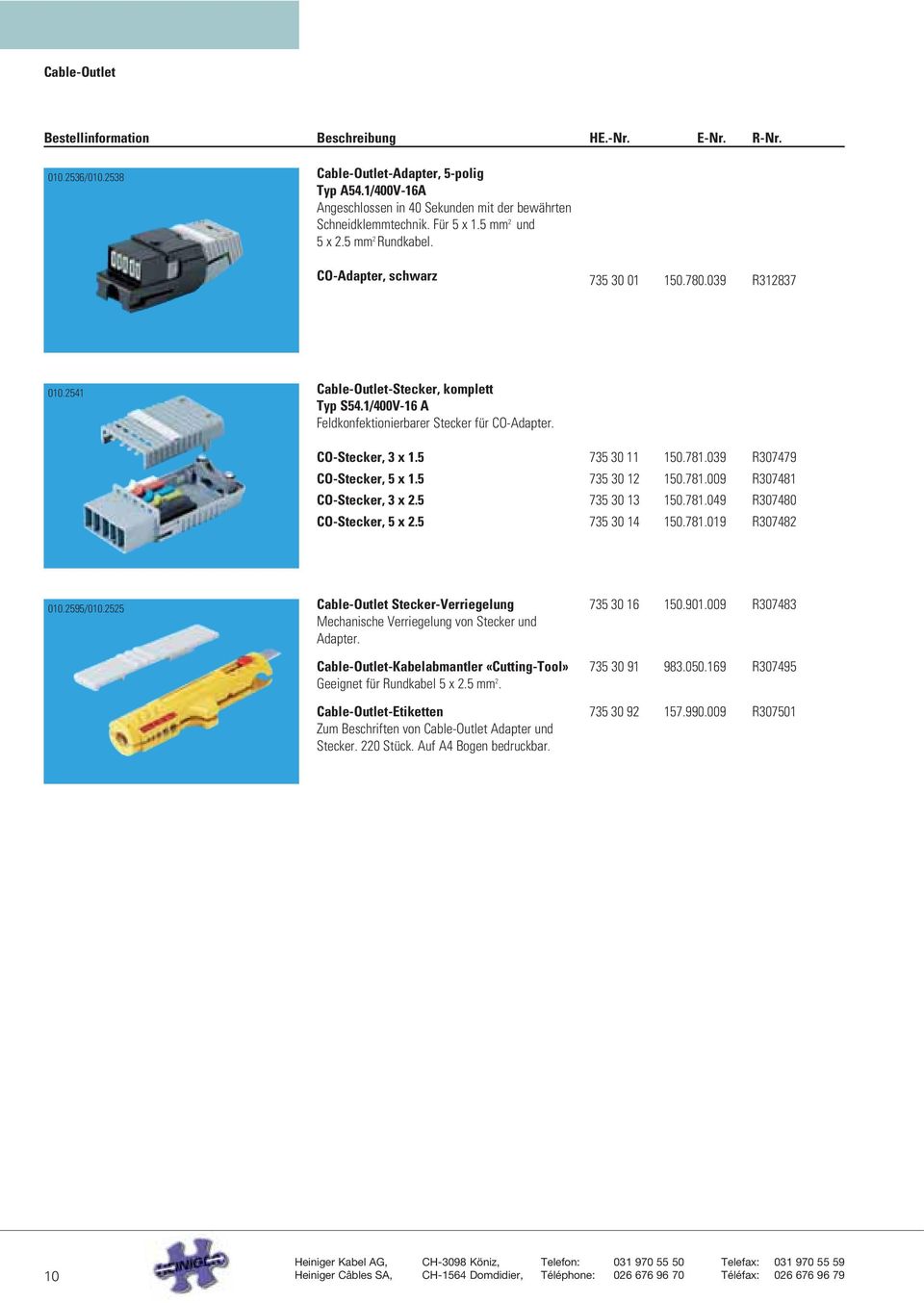 1/400V-16 A Feldkonfektionierbarer Stecker für CO-Adapter. CO-Stecker, 3 x 1.5 CO-Stecker, 5 x 1.5 CO-Stecker, 3 x 2.5 CO-Stecker, 5 x 2.5 735 30 11 150.781.039 R307479 735 30 12 150.781.009 R307481 735 30 13 150.