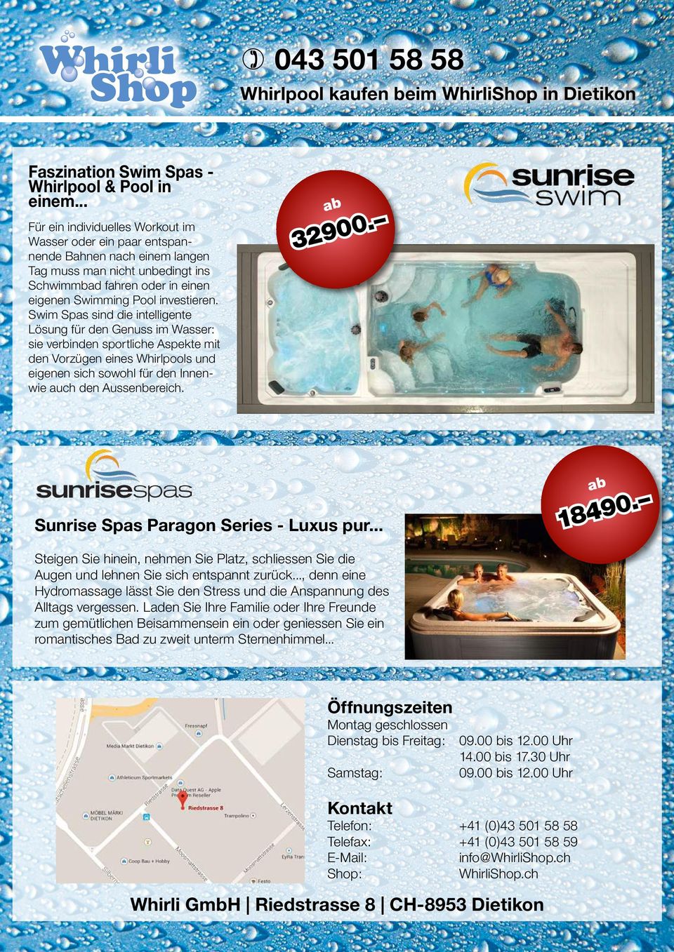 Swim Spas sind die intelligente Lösung für den Genuss im Wasser: sie verbinden sportliche Aspekte mit den Vorzügen eines Whirlpools und eigenen sich sowohl für den Innenwie auch den Aussenbereich.