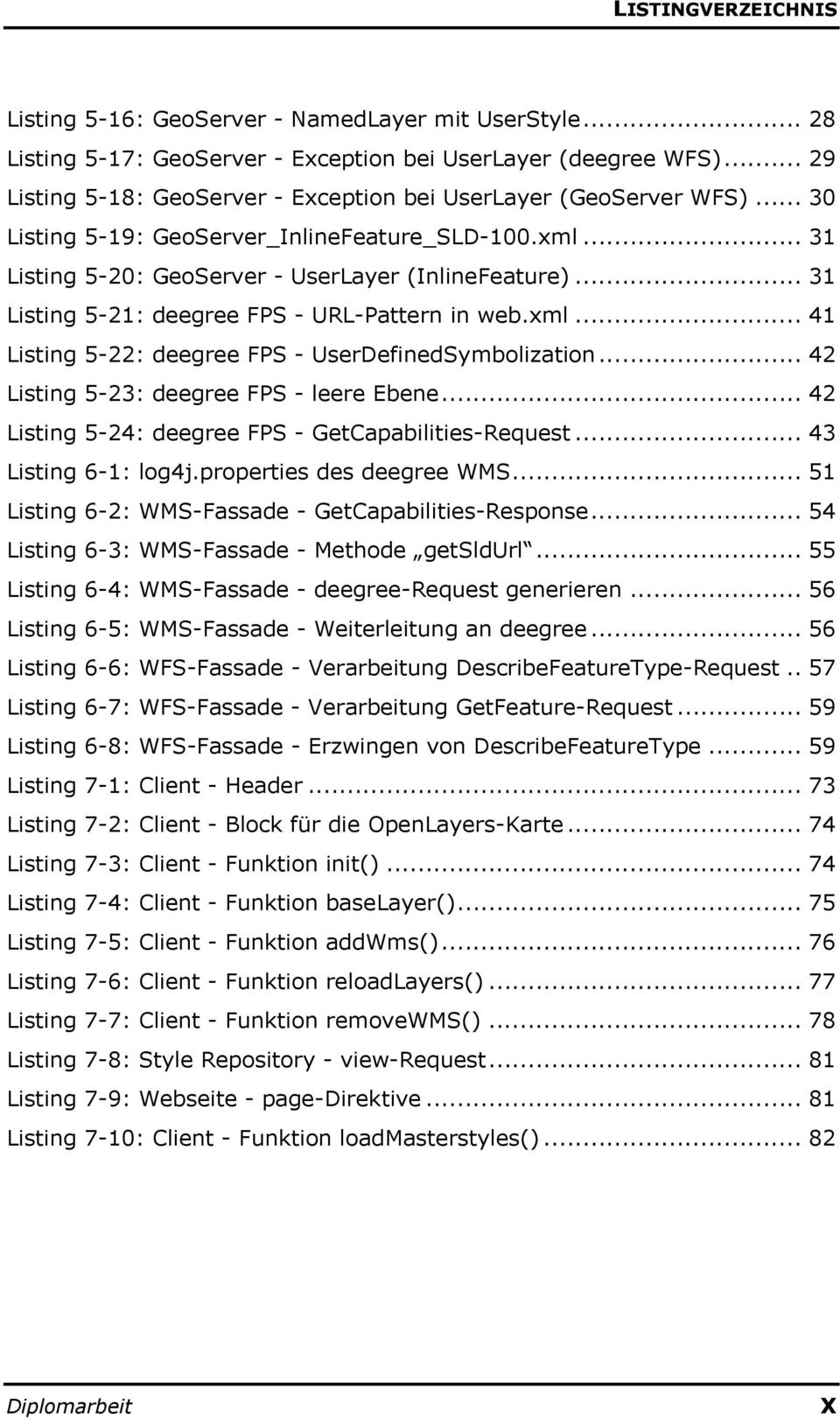 .. 31 Listing 5-21: deegree FPS - URL-Pattern in web.xml... 41 Listing 5-22: deegree FPS - UserDefinedSymbolization... 42 Listing 5-23: deegree FPS - leere Ebene.
