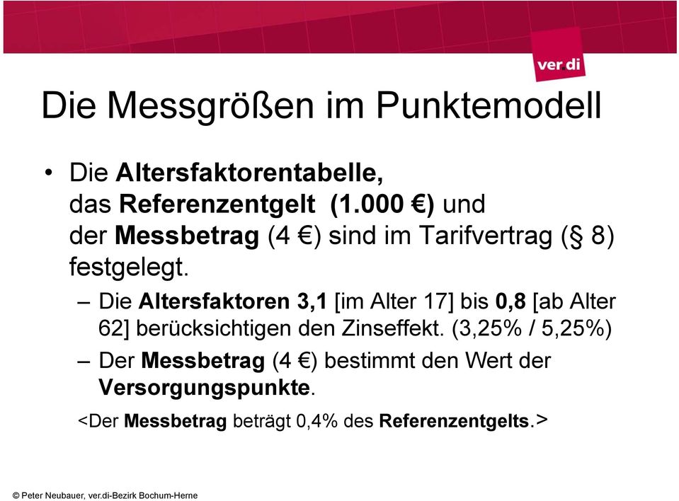 Die Altersfaktoren 3,1 [im Alter 17] bis 0,8 [ab Alter 62] berücksichtigen den Zinseffekt.