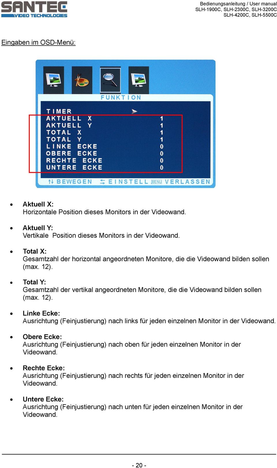 Total Y: Gesamtzahl der vertikal angeordneten Monitore, die die Videowand bilden sollen (max. 12).