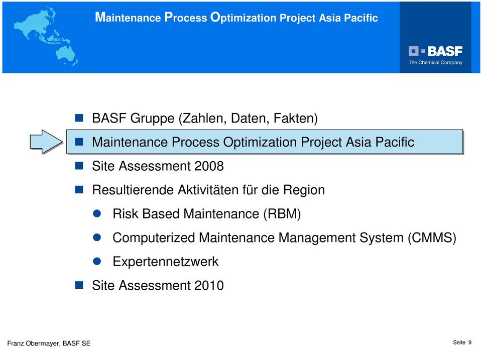für die Region Risk Based Maintenance (RBM) Computerized Maintenance