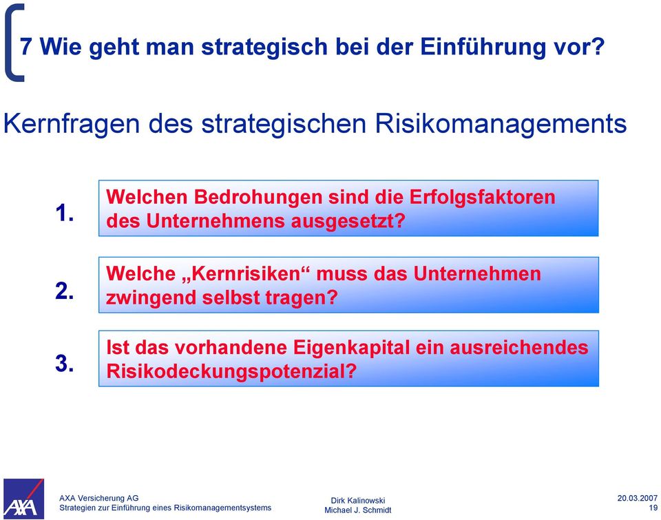 Welchen Bedrohungen sind die Erfolgsfaktoren des Unternehmens ausgesetzt?