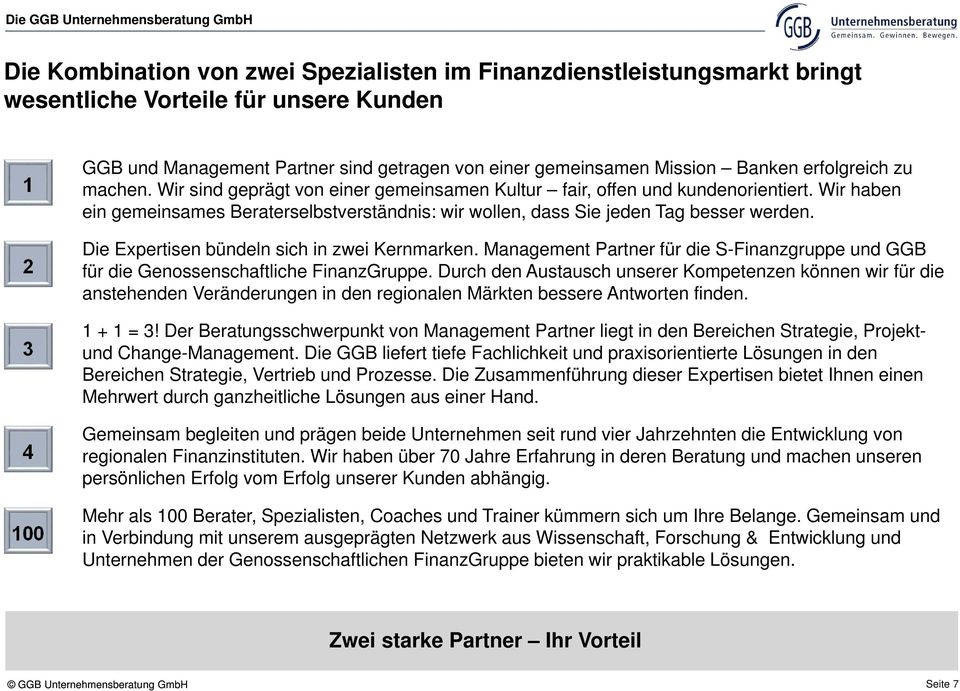 Wir haben ein gemeinsames Beraterselbstverständnis: wir wollen, dass Sie jeden Tag besser werden. Die Expertisen bündeln sich in zwei Kernmarken.