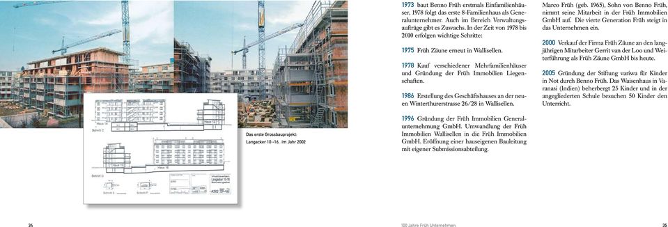 1986 Erstellung des Geschäftshauses an der neuen Winterthurerstrasse 26/28 in Wallisellen. Marco Früh (geb. 1965), Sohn von Benno Früh, nimmt seine Mitarbeit in der Früh Immobilien GmbH auf.