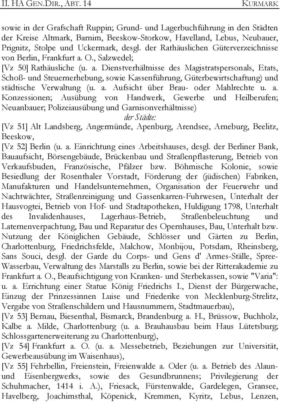 der Rathäuslichen Güterverzeichnisse von Berlin, Frankfurt a.