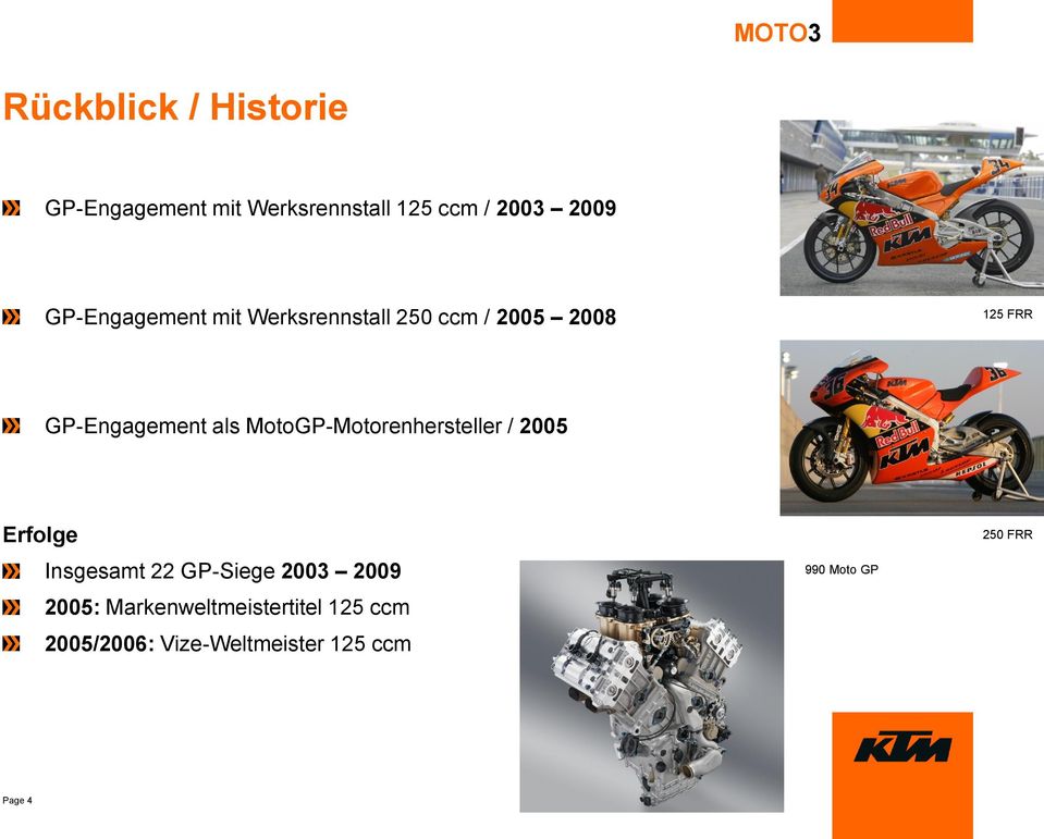 MotoGP-Motorenhersteller / 2005 Erfolge Insgesamt 22 GP-Siege 2003 2009 2005: