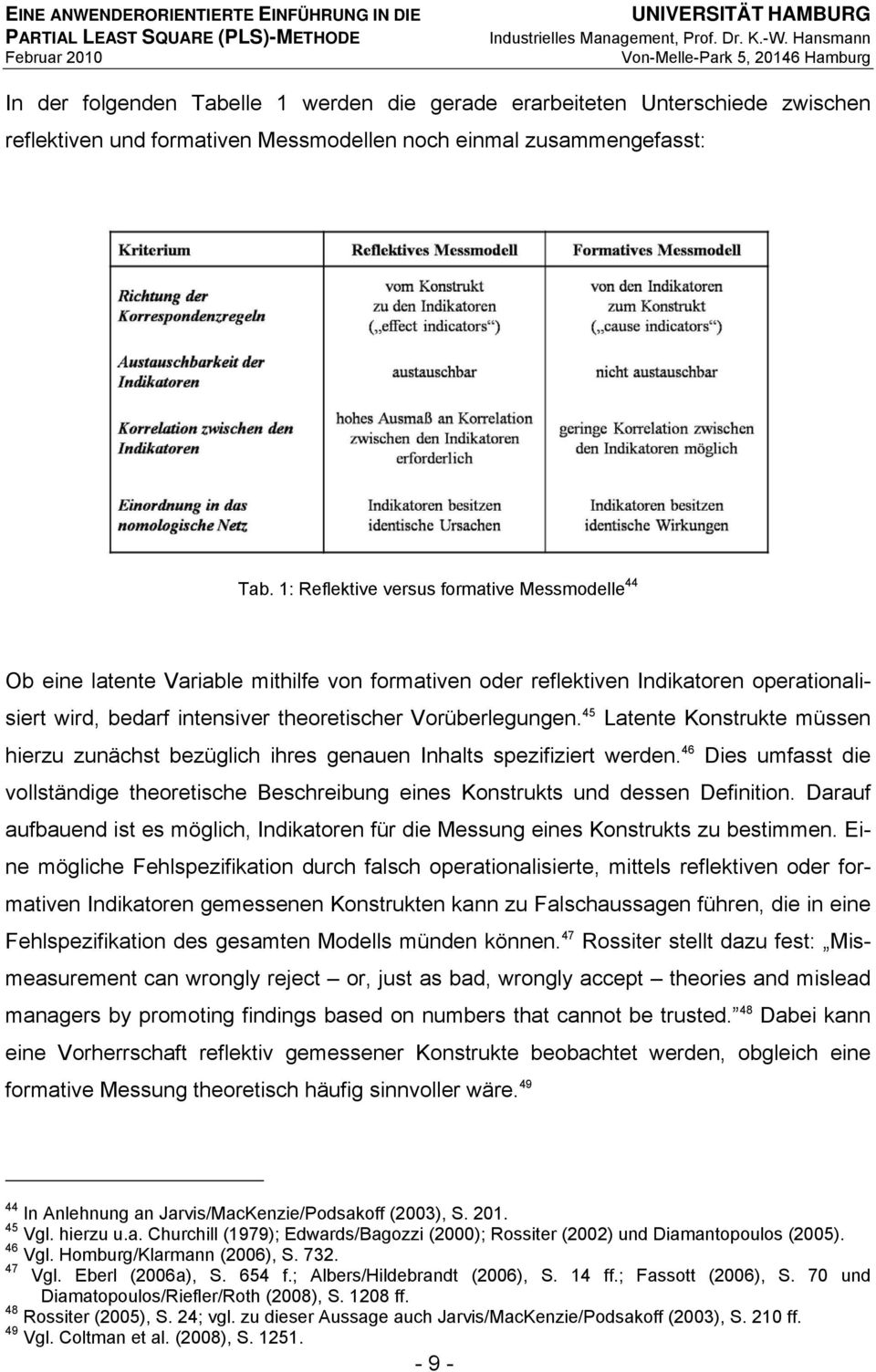 45 Latente Konstrukte müssen hierzu zunächst bezüglich ihres genauen Inhalts spezifiziert werden. 46 Dies umfasst die vollständige theoretische Beschreibung eines Konstrukts und dessen Definition.