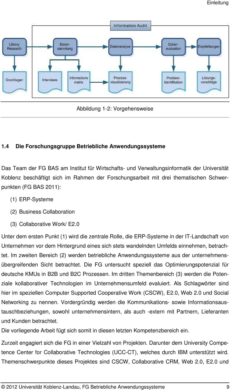 Forschungsarbeit mit drei thematischen Schwerpunkten (FG BAS 2011): (1) ERP-Systeme (2) Business Collaboration (3) Collaborative Work/ E2.