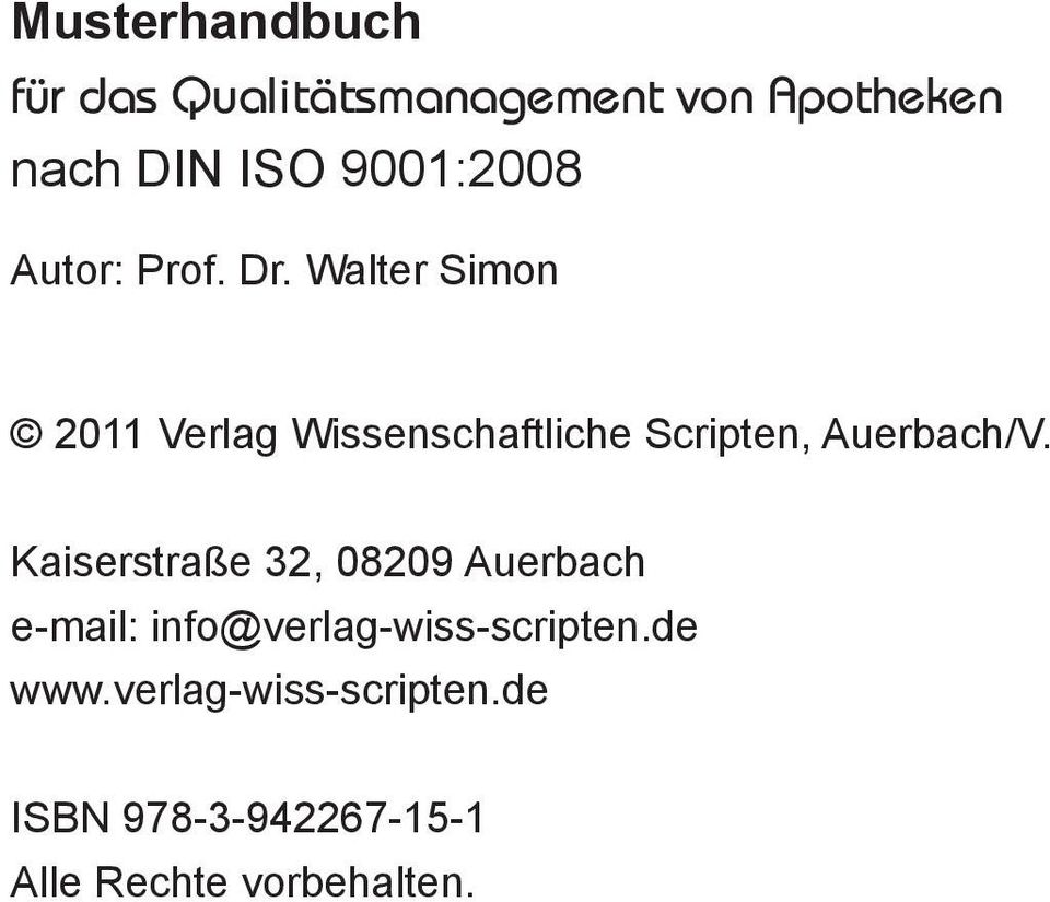Walter Simon 2011 Verlag Wissenschaftliche Scripten, Auerbach/V.