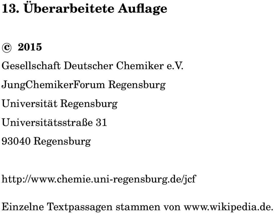 JungChemikerForum Regensburg Universität Regensburg