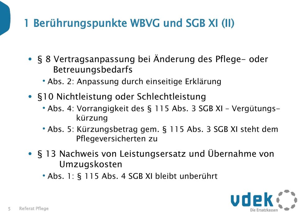 3 SGB XI Vergütungskürzung Abs. 5: Kürzungsbetrag gem. 115 Abs.