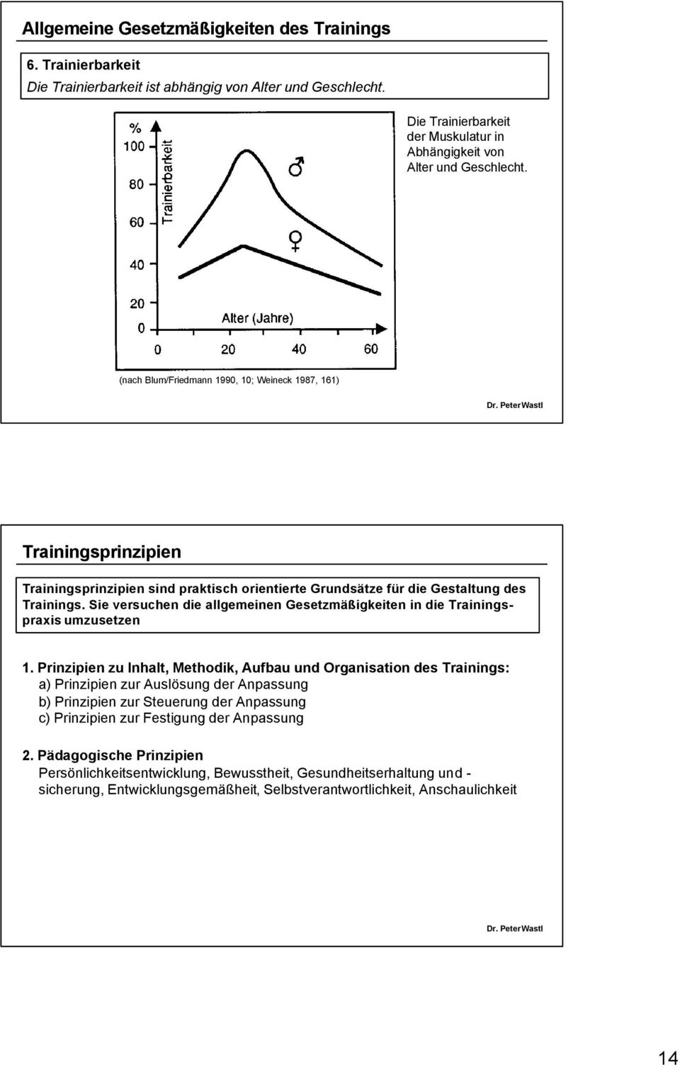 (nach Blum/Friedmann 1990, 10; Weineck 1987, 161) sind praktisch orientierte Grundsätze für die Gestaltung des Trainings.