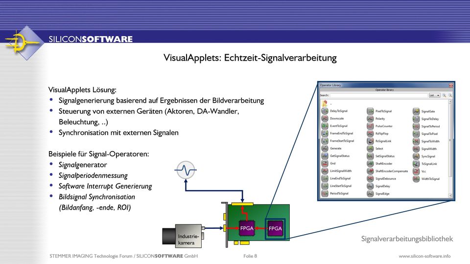 .) Synchronisation mit externen Signalen Beispiele für Signal-Operatoren: Signalgenerator