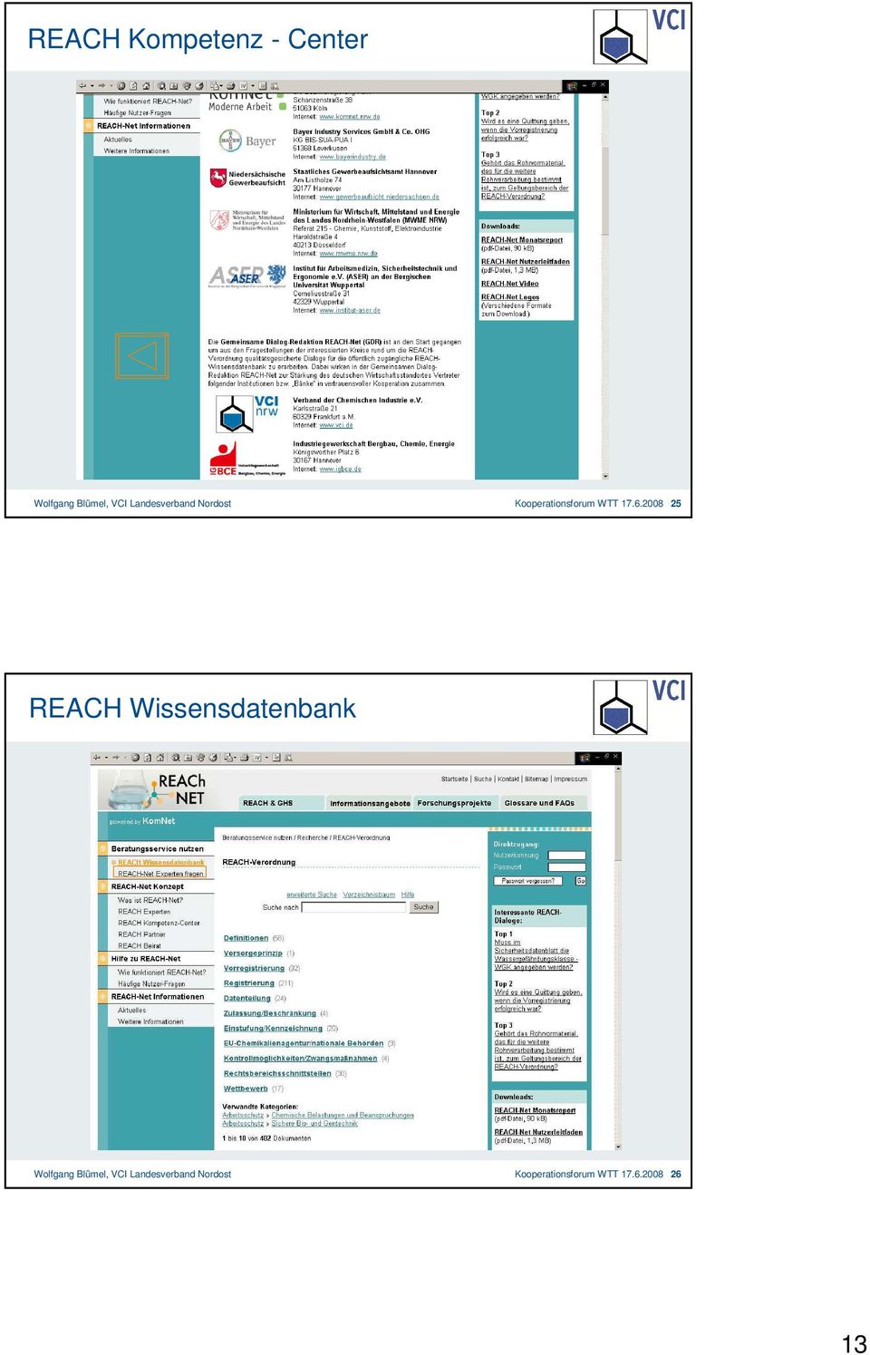 2008 25 REACH Wissensdatenbank Wolfgang Blümel, VCI