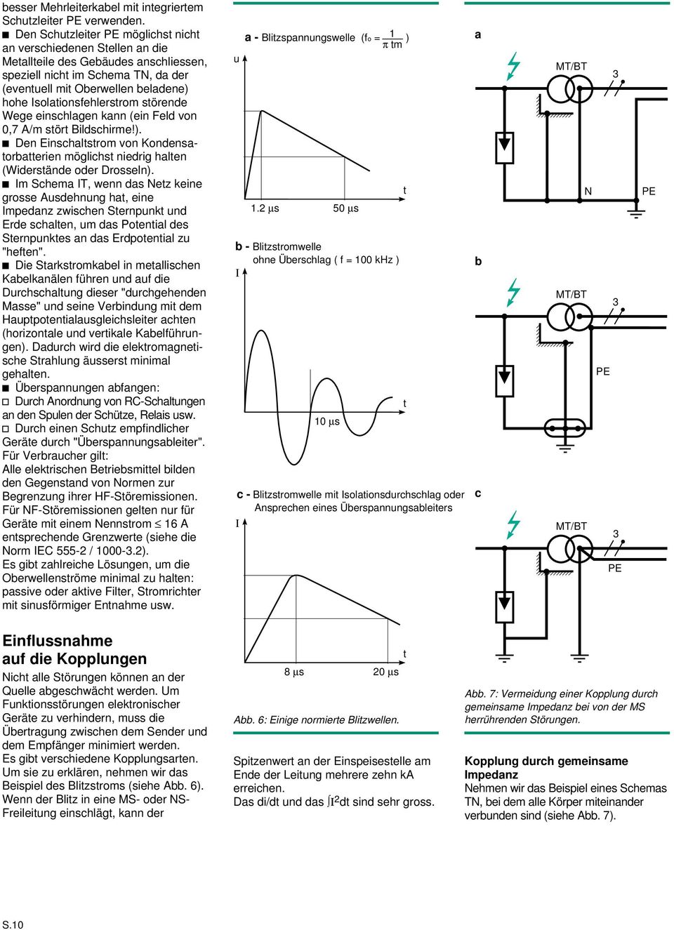 Isolationsfehlerstrom störende Wege einschlagen kann (ein Feld von 0,7 A/m stört Bildschirme!). c Den Einschaltstrom von Kondensatorbatterien möglichst niedrig halten (Widerstände oder Drosseln).