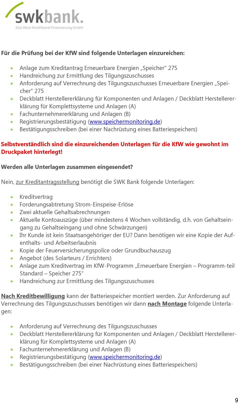 Fachunternehmererklärung und Anlagen (B) Registrierungsbestätigung (www.speichermonitoring.