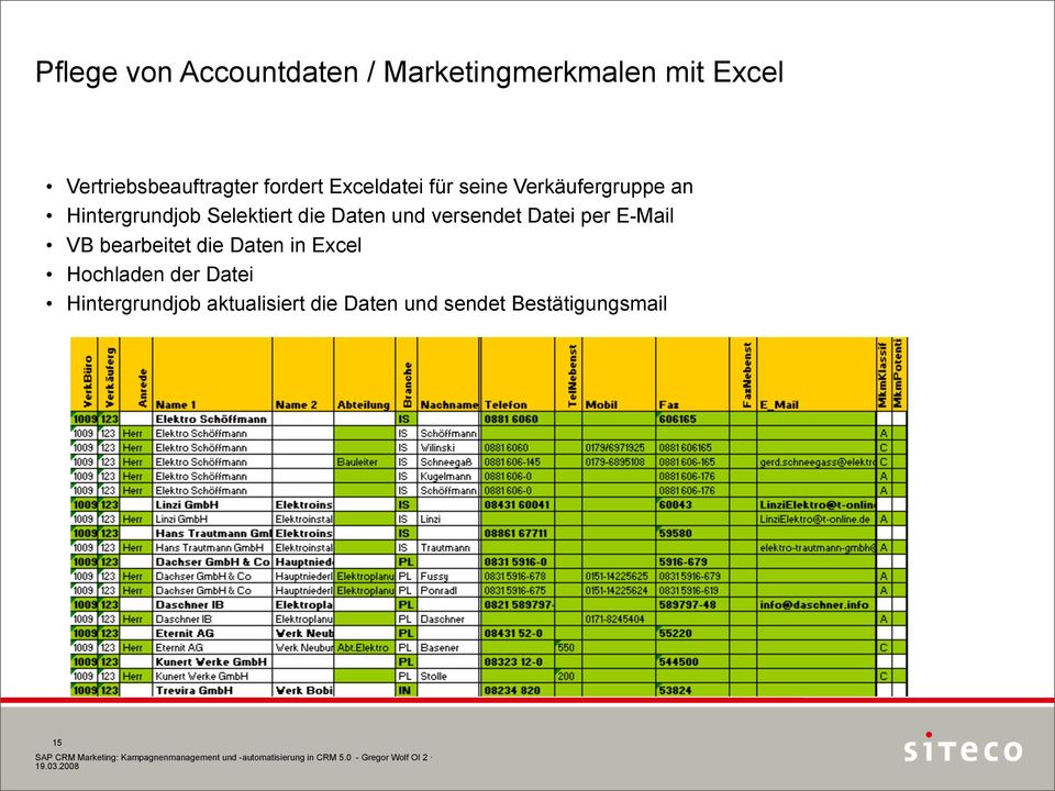 Daten und versendet Datei per E-Mail VB bearbeitet die Daten in Excel