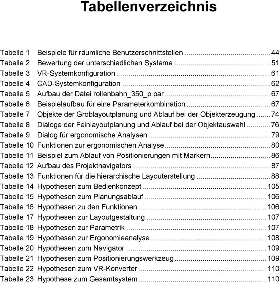 ..67 Tabelle 7 Objekte der Groblayoutplanung und Ablauf bei der Objekterzeugung...74 Tabelle 8 Dialoge der Feinlayoutplanung und Ablauf bei der Objektauswahl.