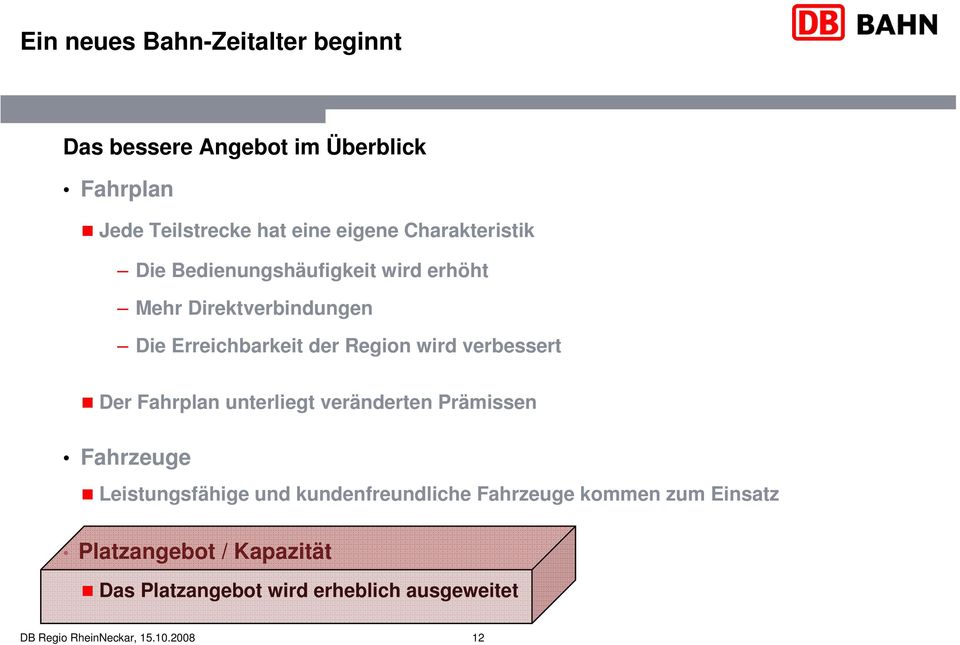 Region wird verbessert Der Fahrplan unterliegt veränderten Prämissen Fahrzeuge Leistungsfähige und