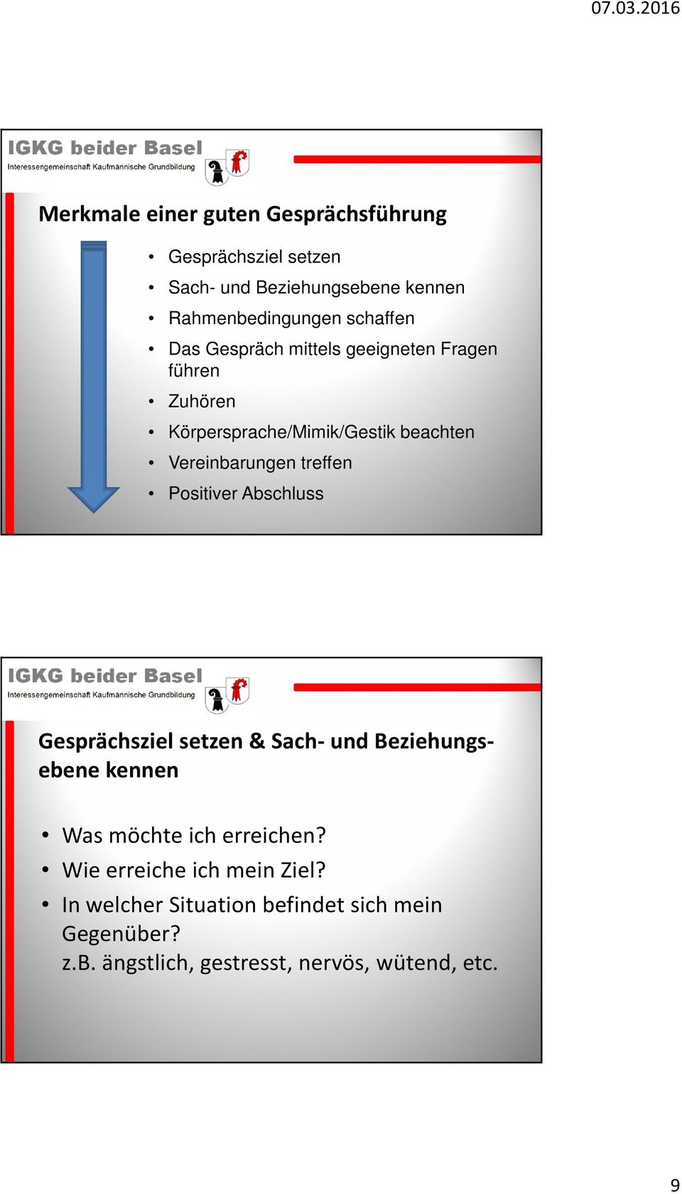 treffen Positiver Abschluss Gesprächsziel setzen & Sach- und Beziehungsebene kennen Was möchte ich erreichen?