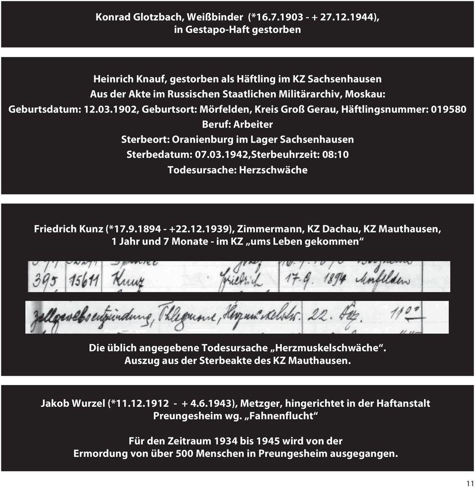 1902, Geburtsort: Mörfelden, Kreis Groß Gerau, Häftlingsnummer: 019580 Beruf: Arbeiter Sterbeort: Oranienburg im Lager Sachsenhausen Sterbedatum: 07.03.