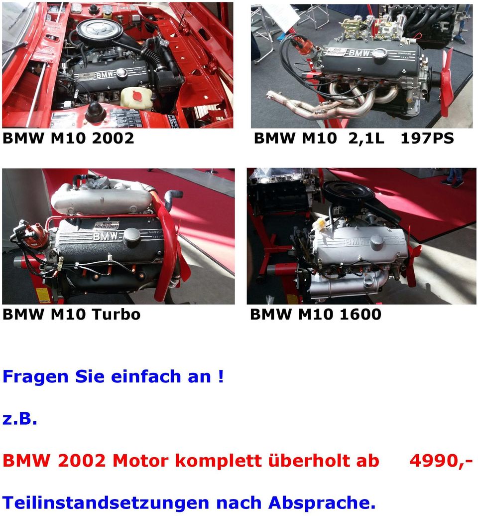 z.b. BMW 2002 Motor komplett überholt ab