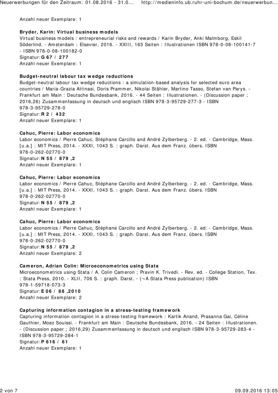 simulation-based analysis for selected euro area countries / Maria-Grazia Attinasi, Doris Prammer, Nikolai Stähler, Martino Tasso, Stefan van Parys. - Frankfurt am Main : Deutsche Bundesbank, 2016.