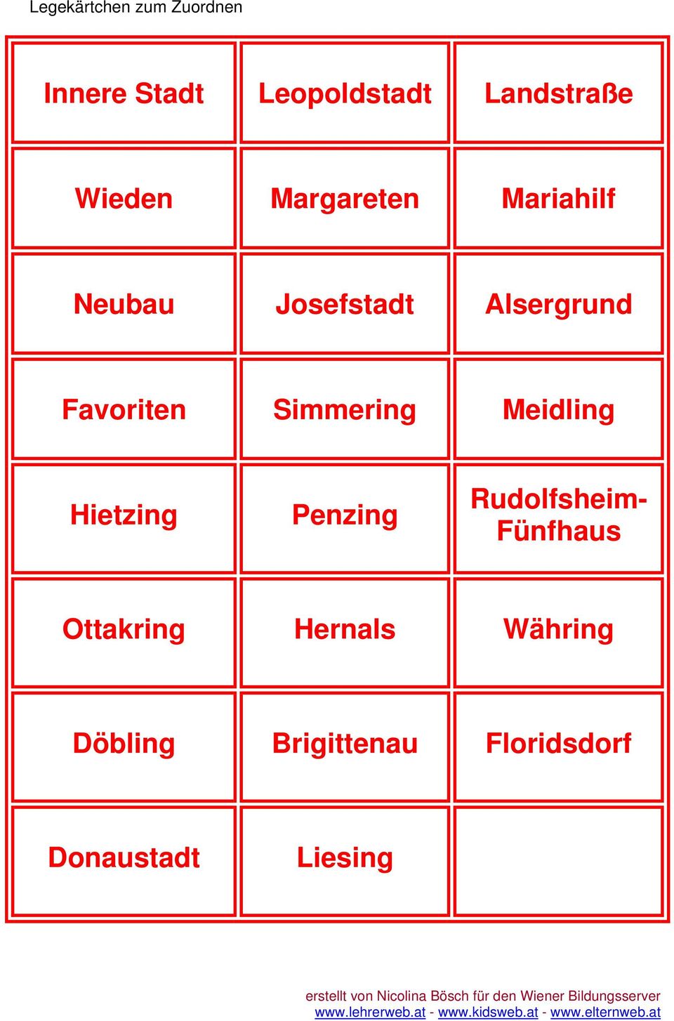 Favoriten Simmering Meidling Hietzing Penzing Rudolfsheim-