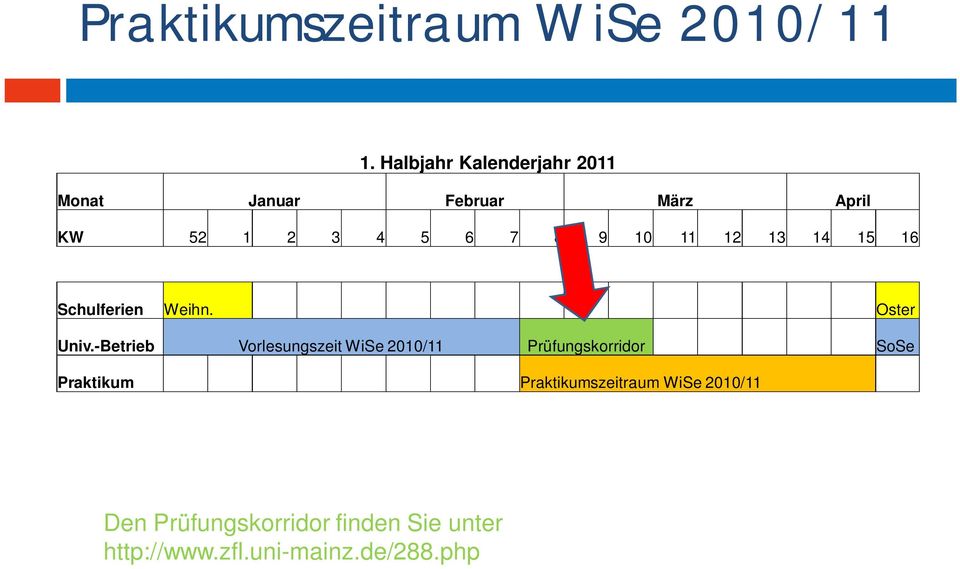 11 12 13 14 15 16 Schulferien Weihn. Oster Univ.