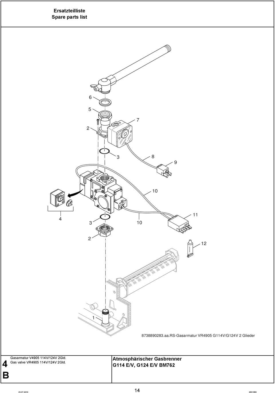 RS-Gasarmatur VR4905 G114V/G14V Glieder 4 B