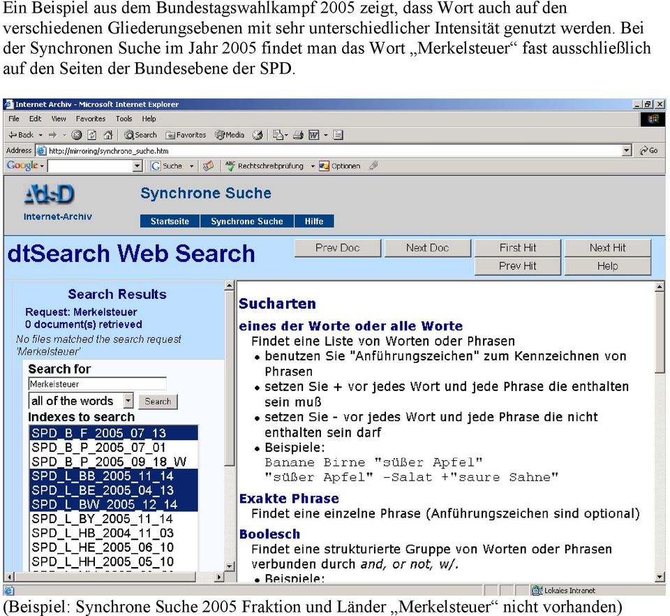 Bei der Synchronen Suche im Jahr 2005 findet man das Wort Merkelsteuer fast ausschließlich