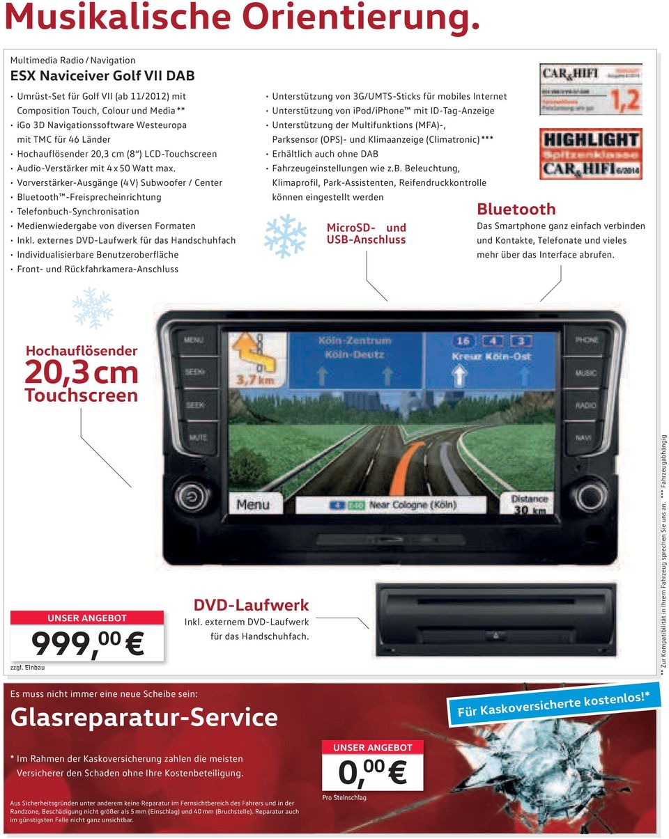 Hochauflösender 20,3 cm (8 ) LCD-Touchscreen Audio-Verstärker mit 4 x 50 Watt max.