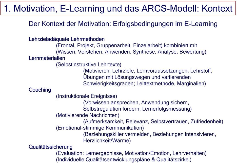 Lösungswegen und variierenden Schwierigkeitsgraden; Leittextmethode, Marginalien) Coaching (Instruktionale Ereignisse) (Vorwissen ansprechen, Anwendung sichern, Selbstregulation fördern,