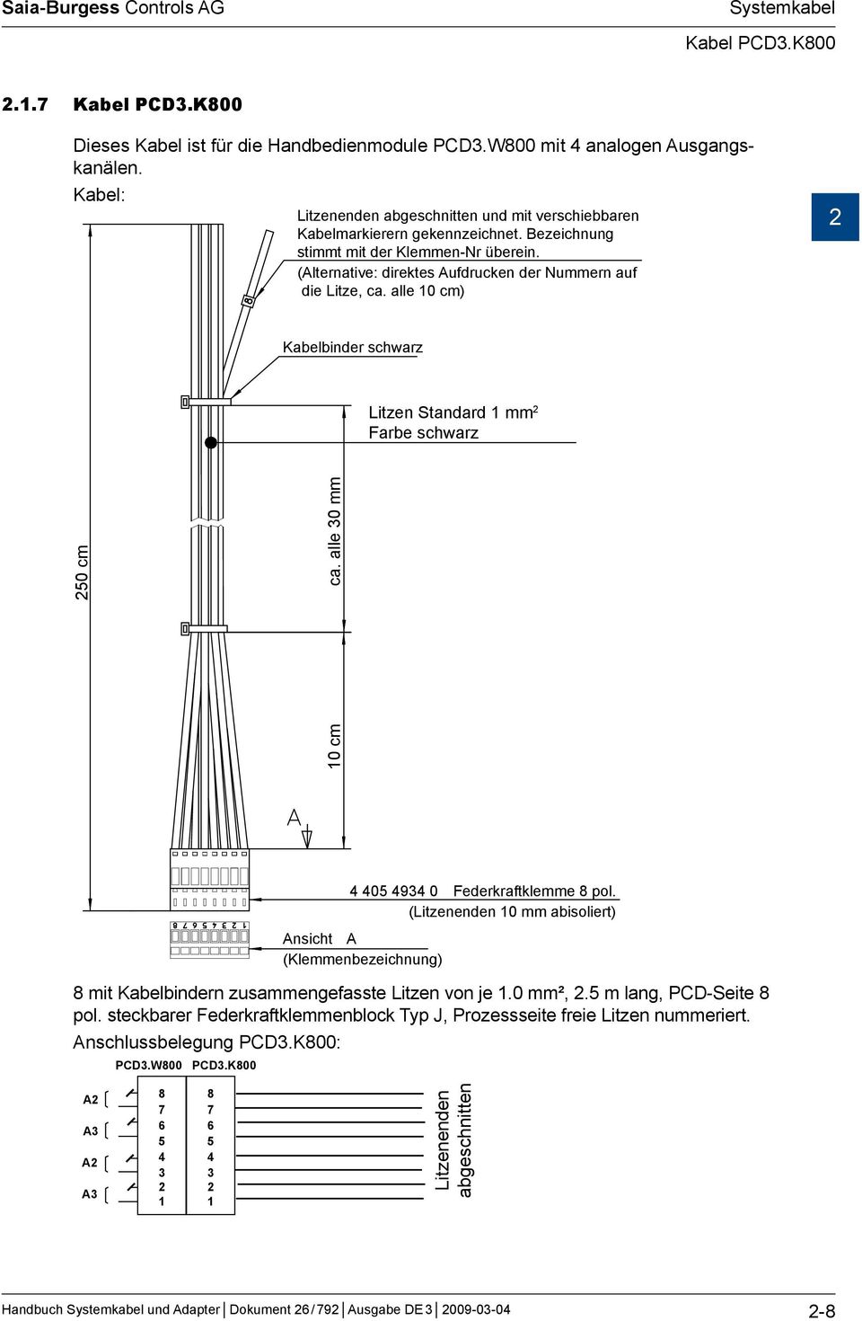 (lternative: direktes ufdrucken der Nummern auf die Litze, ca. alle 10 cm) Kabelbinder schwarz Litzen Standard 1 mm Farbe schwarz 10 cm 50 cm ca. alle 0 mm 4 405 494 0 Federkraftklemme 8 pol.