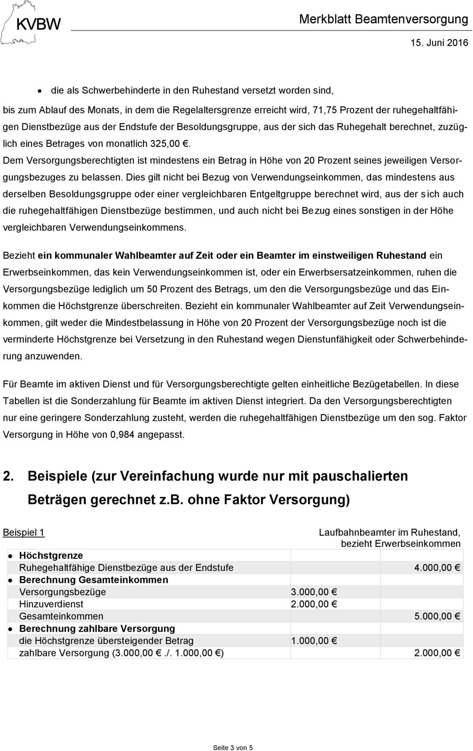 Dem Versorgungsberechtigten ist mindestens ein Betrag in Höhe von 20 Prozent seines jeweiligen Versorgungsbezuges zu belassen.