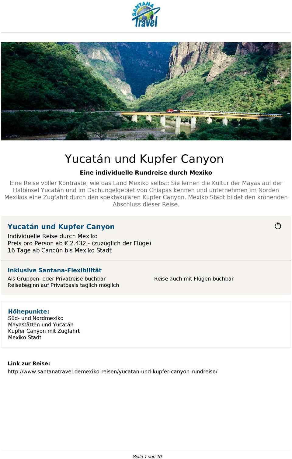 Yucatán und Kupfer Canyon Individuelle Reise durch Mexiko Preis pro Person ab 2.