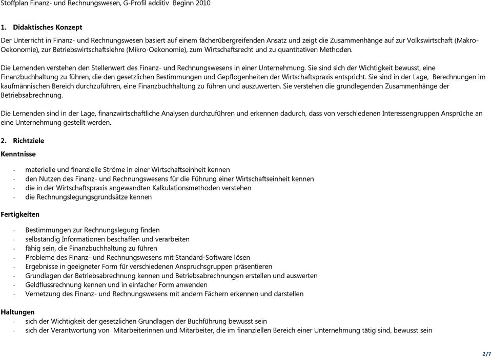 Betriebswirtschaftslehre (Mikro-Oekonomie), zum Wirtschaftsrecht und zu quantitativen Methoden. Die Lernenden verstehen den Stellenwert des Finanz- und Rechnungswesens in einer Unternehmung.