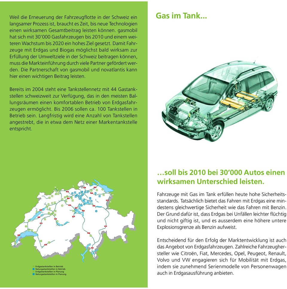 Damit Fahrzeuge mit Erdgas und Biogas möglichst bald wirksam zur Erfüllung der Umweltziele in der Schweiz beitragen können, muss die Markteinführung durch viele Partner gefördert werden.