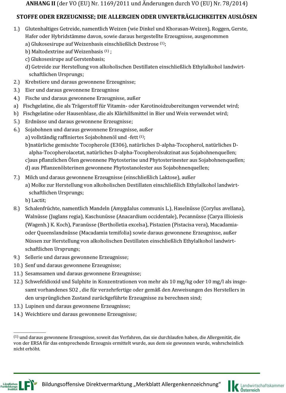 Weizenbasis einschließlich Dextrose (1) ; b) Maltodextrine auf Weizenbasis (1) ; c) Glukosesirupe auf Gerstenbasis; d) Getreide zur Herstellung von alkoholischen Destillaten einschließlich