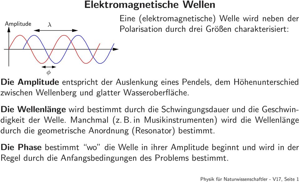 Die Wellenlänge wird bestimmt durch die Schwingungsdauer und die Geschwindigkeit der Welle. Manchmal (z. B.