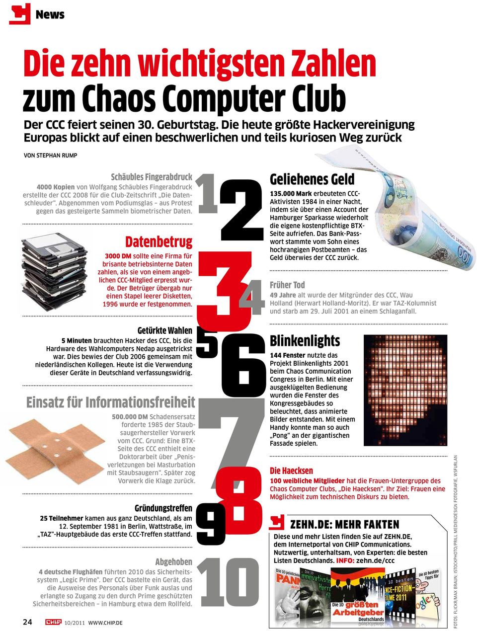 erstellte der CCC 2008 für die Club-Zeitschrift Die Datenschleuder. Abgenommen vom Podiumsglas aus Protest gegen das gesteigerte Sammeln biometrischer Daten.