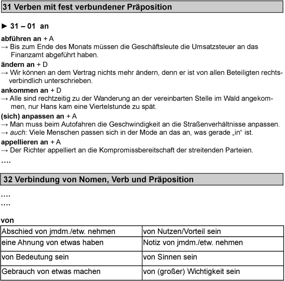 ankommen an + D Alle sind rechtzeitig zu der Wanderung an der vereinbarten Stelle im Wald angekommen, nur Hans kam eine Viertelstunde zu spät.