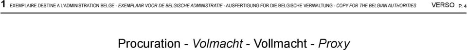 AUSFERTIGUNG FÜR DIE BELGISCHE VERWALTUNG - COPY FOR