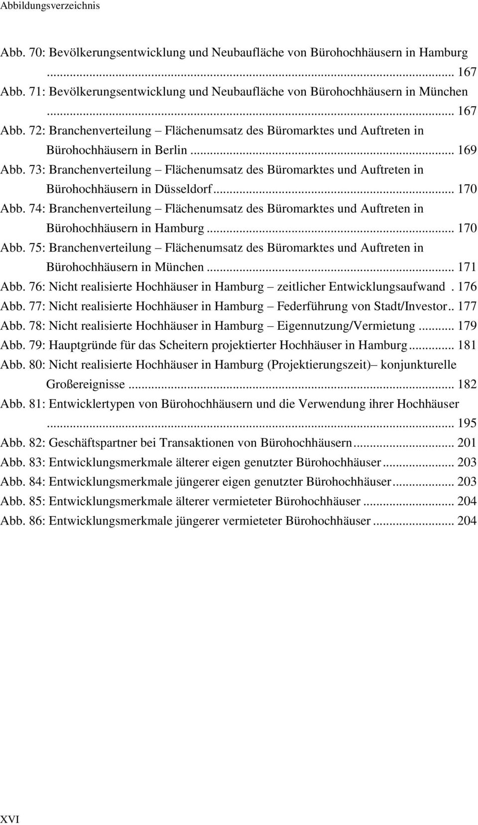 73: Branchenverteilung Flächenumsatz des Büromarktes und Auftreten in Bürohochhäusern in Düsseldorf... 170 Abb.